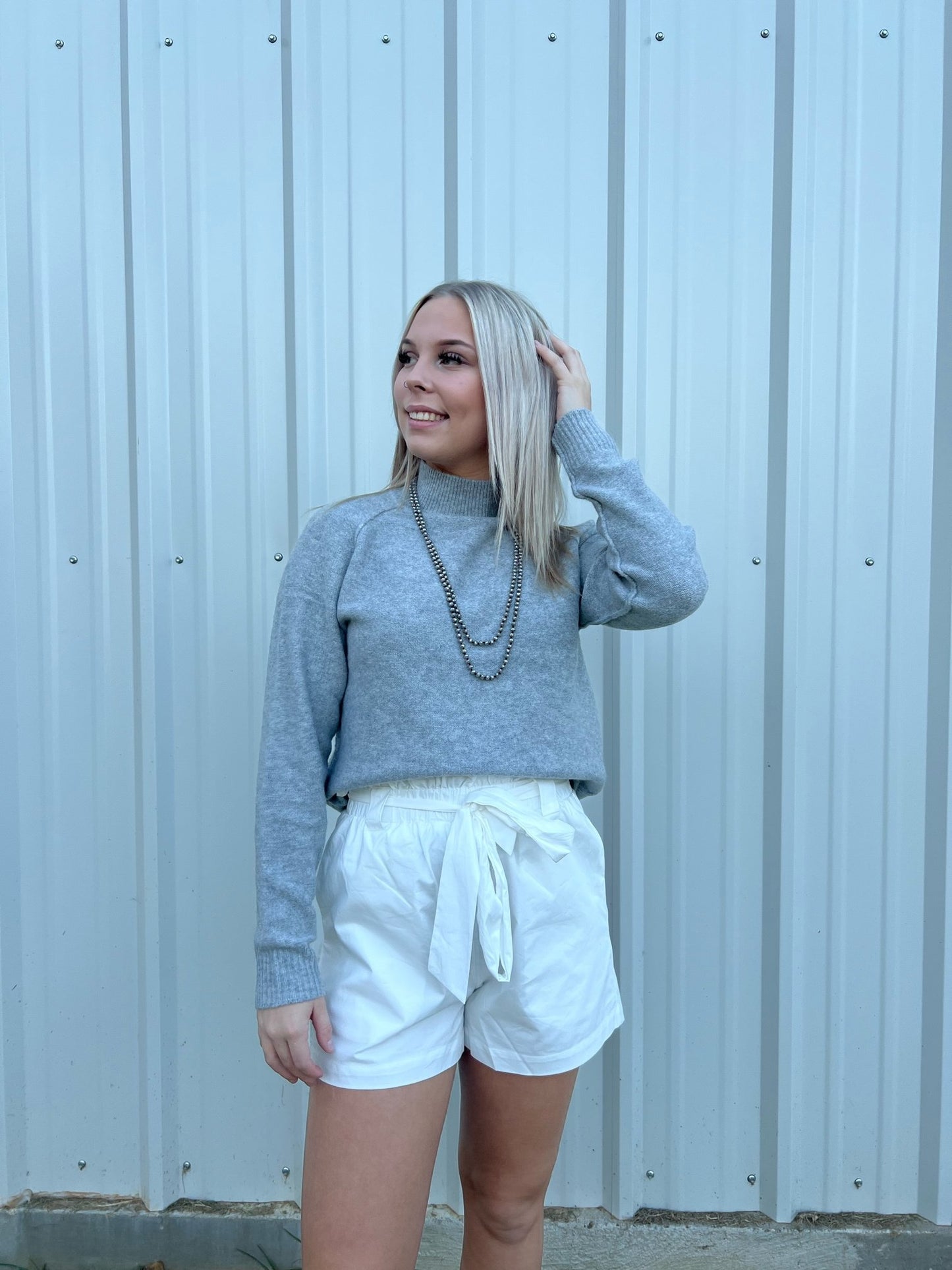 Be Cool Mock neck pullover sweater top Ivy and Pearl Boutique