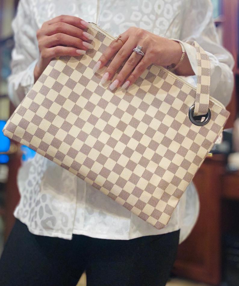 Lacey clutch purse with ring and wrist strap Ivy and Pearl Boutique Cream