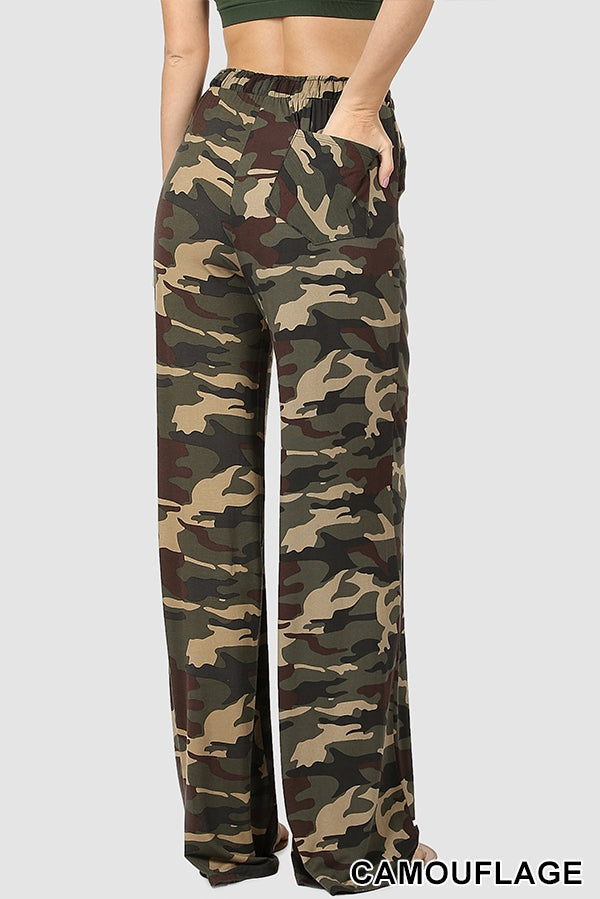 Laid back camouflage lounge pants with loose fit and drawstring waist Ivy and Pearl Boutique
