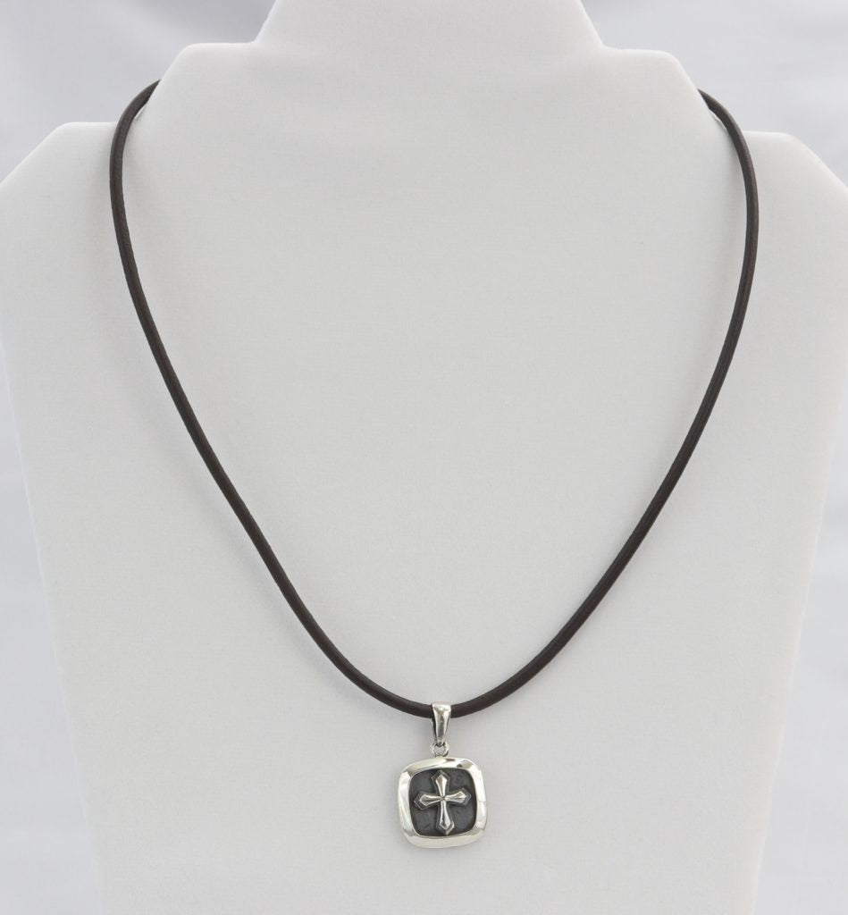 Leather cord cross pendant necklace Ivy and Pearl Boutique