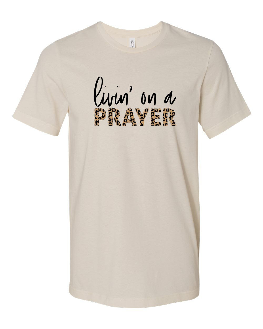 Leopard Livin' On a Prayer Crew Neck Softstyle Tee Ivy and Pearl Boutique S