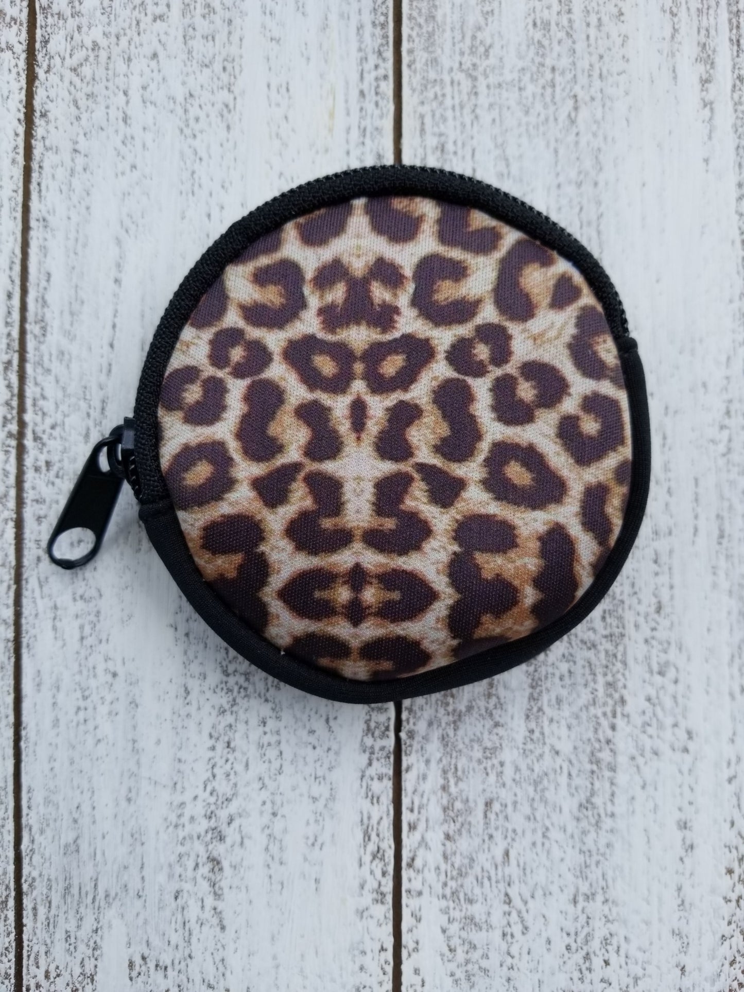 Leopard Neoprene Collection - round mini pouch Ivy and Pearl Boutique