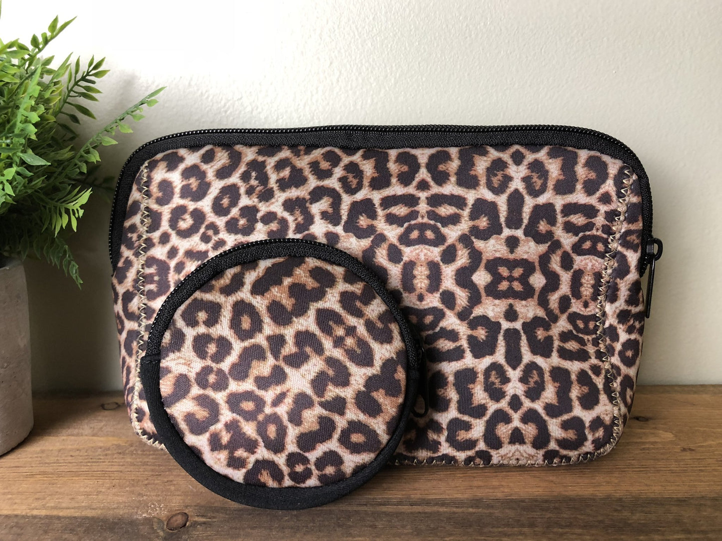 Leopard Neoprene Collection - round mini pouch Ivy and Pearl Boutique