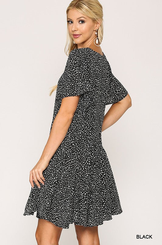 Leopard Print Insert Detail Hem Dress Ivy and Pearl Boutique