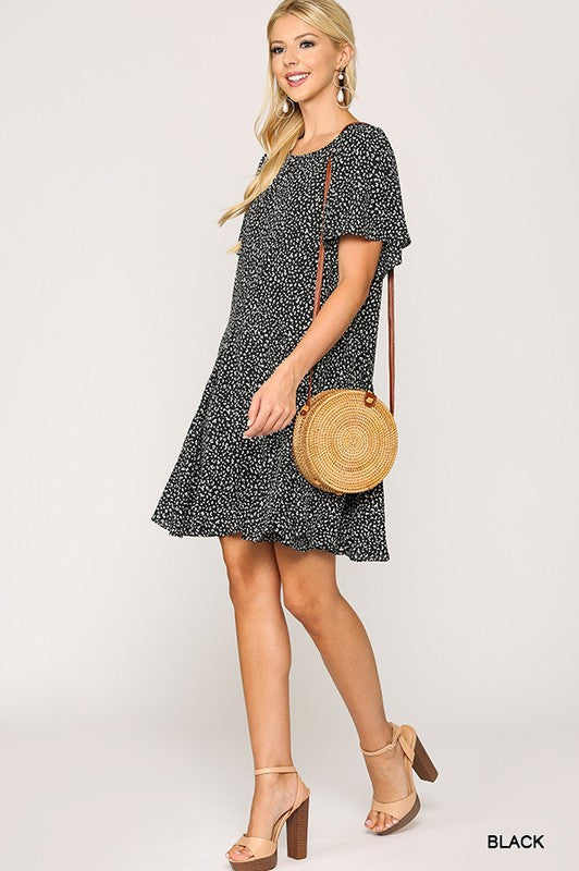 Leopard Print Insert Detail Hem Dress Ivy and Pearl Boutique