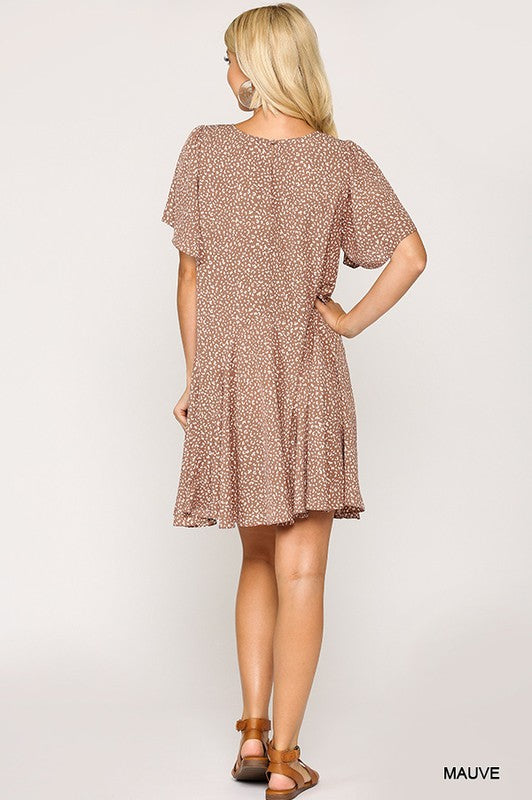 Leopard Print Insert Detail Hem Dress Ivy and Pearl Boutique
