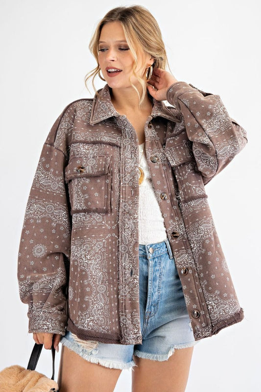 Let's Get Comfy Button-down Shirt Jacket (shacket)  Ivy and Pearl Boutique Mocha S