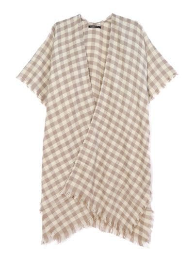 Light and comfy checkered kimono with decorative frill Ivy and Pearl Boutique Black