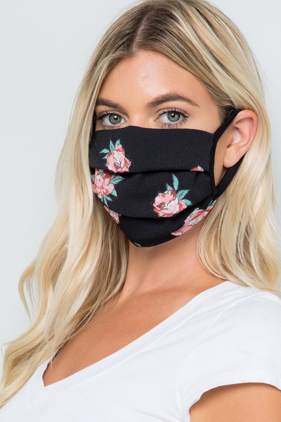 Lightweight Reusable Washable Floral Woven Fabric Face Mask Ivy and Pearl Boutique Black