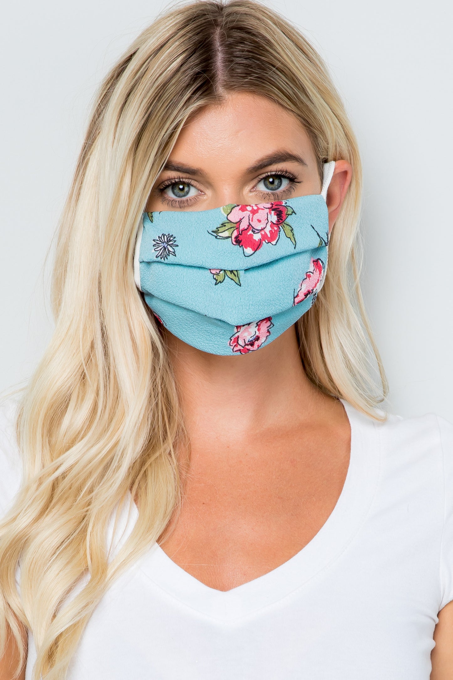 Lightweight Reusable Washable Floral Woven Fabric Face Mask Ivy and Pearl Boutique Mint