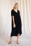 Linen maxi dress with a v neckline and side pockets (multiple colors available)  Ivy and Pearl Boutique Black S
