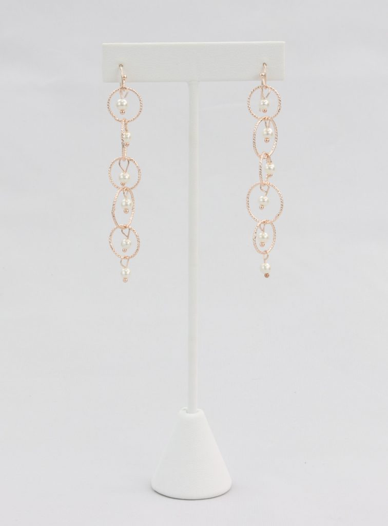 Rose gold linked hoop and pearl earrings Ivy and Pearl Boutique