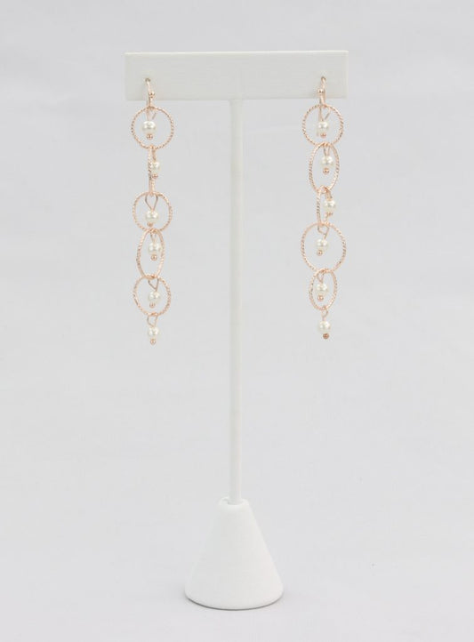 Rose gold linked hoop and pearl earrings  Ivy and Pearl Boutique
