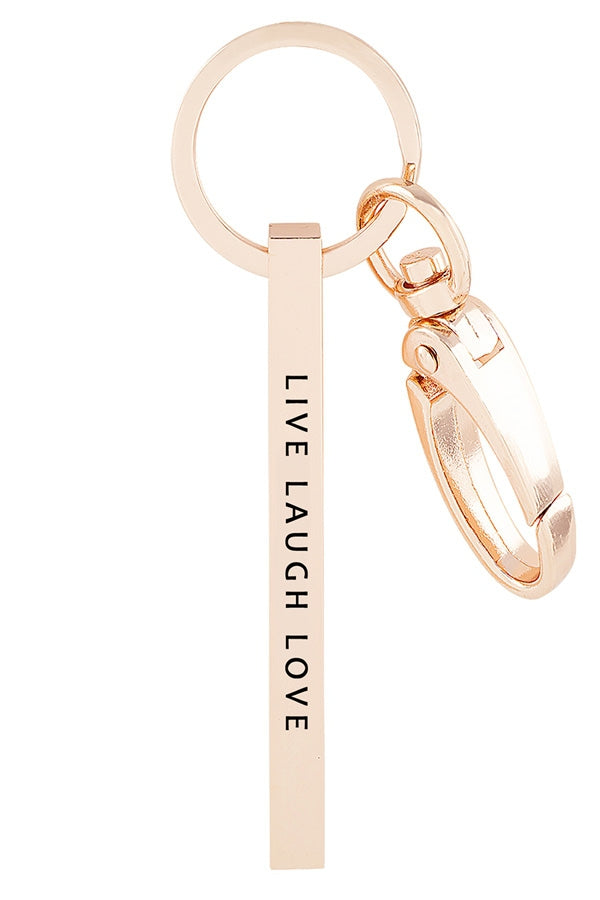 "Live Laugh Love" metal bar key chain Ivy and Pearl Boutique Rose Gold