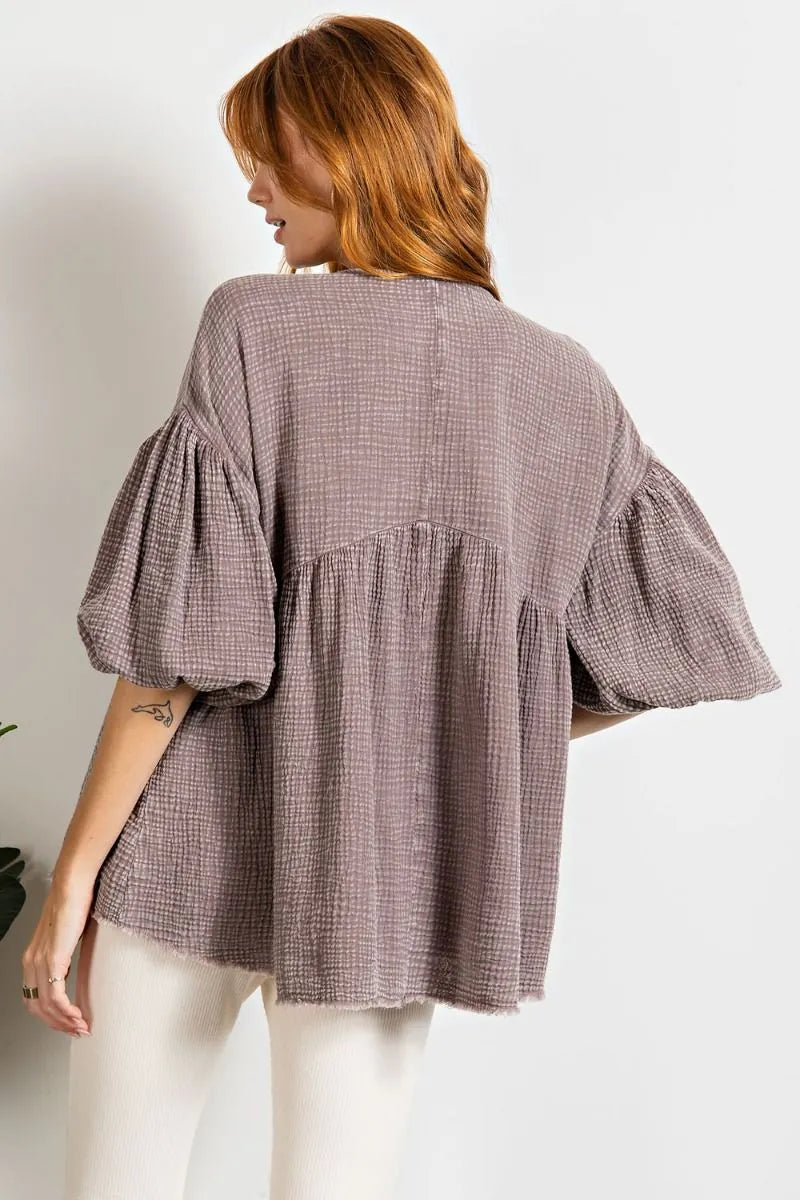 Loose fit babydoll ruffled top Ivy and Pearl Boutique