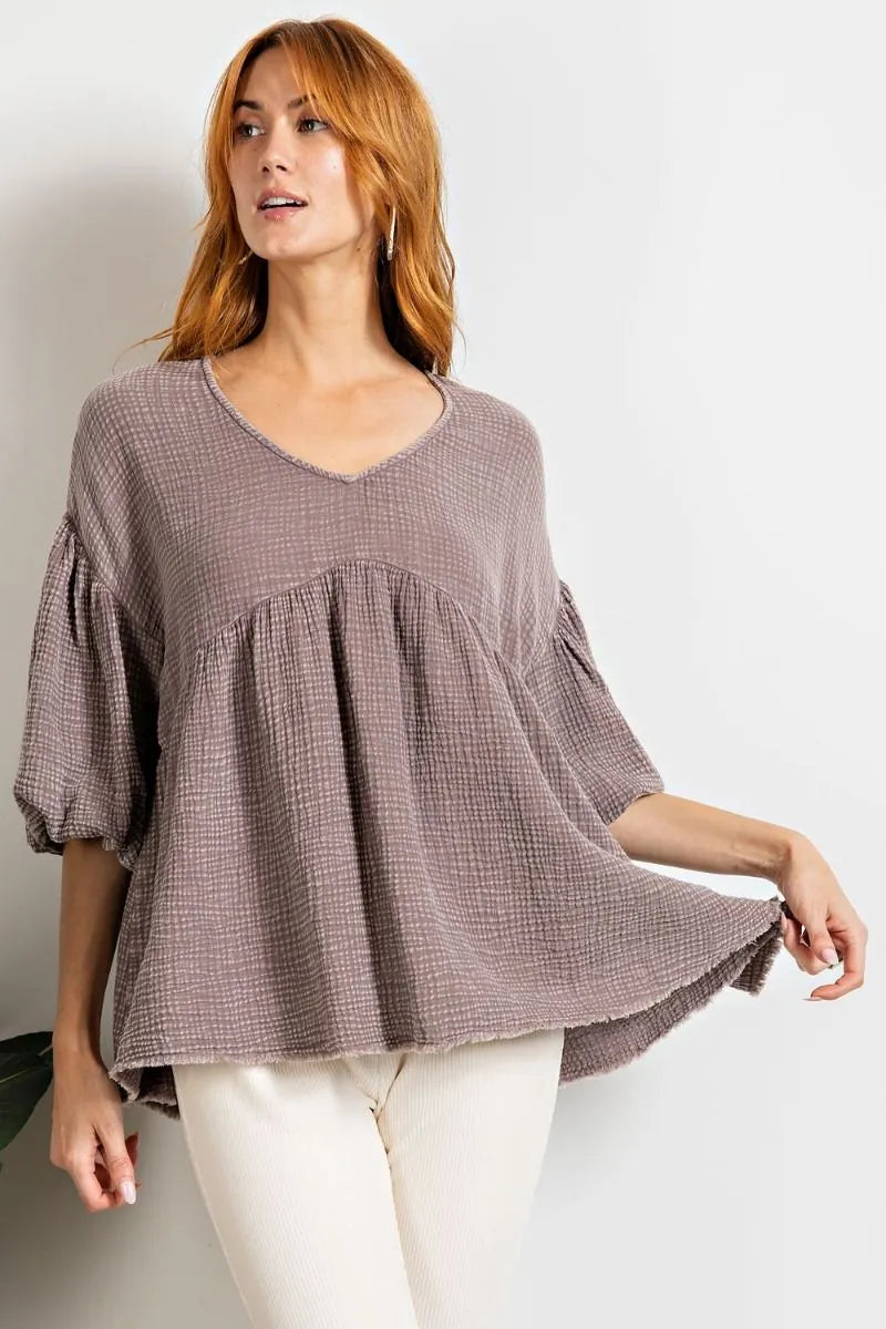 Loose fit babydoll ruffled top Ivy and Pearl Boutique