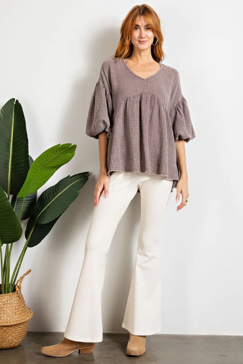 Loose fit babydoll ruffled top Ivy and Pearl Boutique