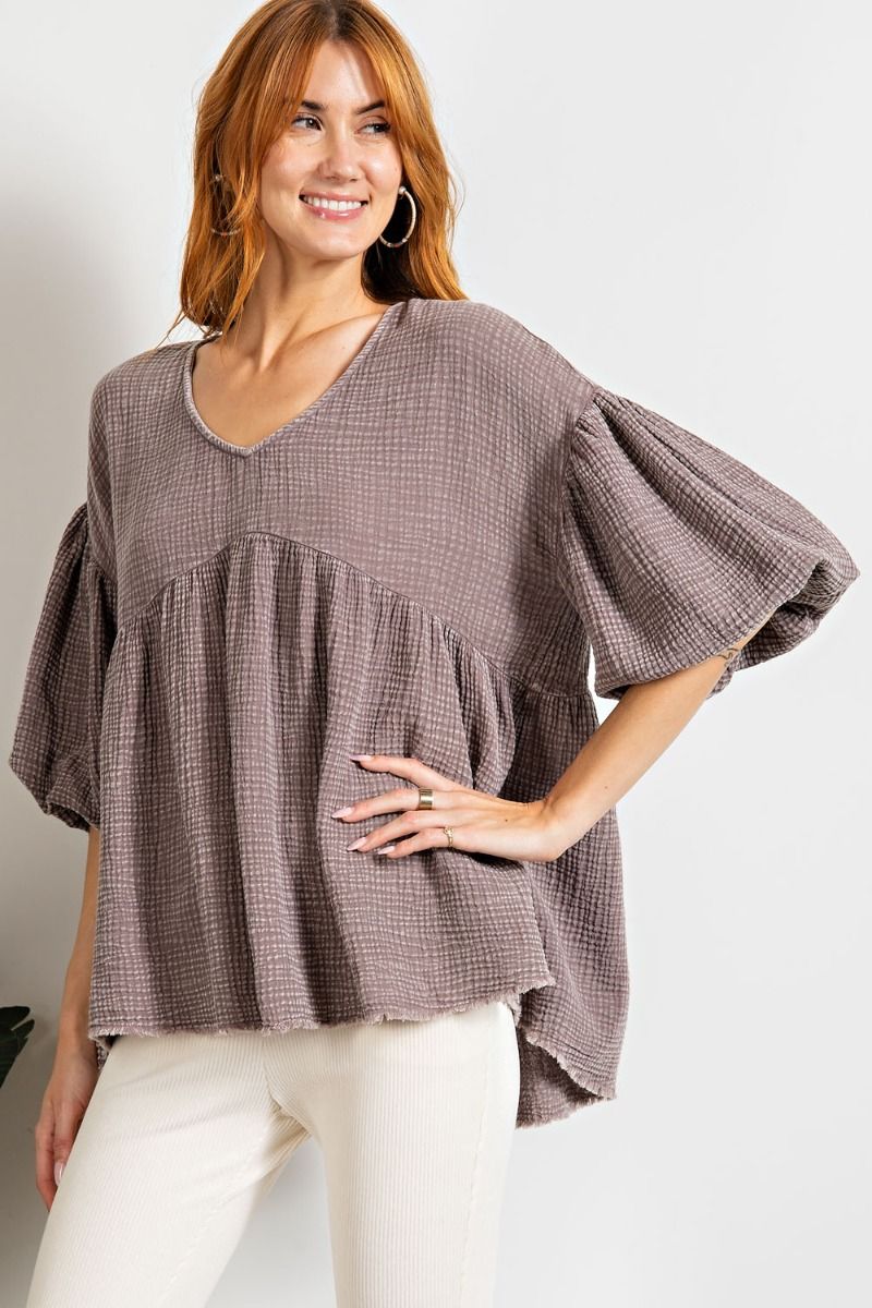 Loose fit babydoll ruffled top Ivy and Pearl Boutique