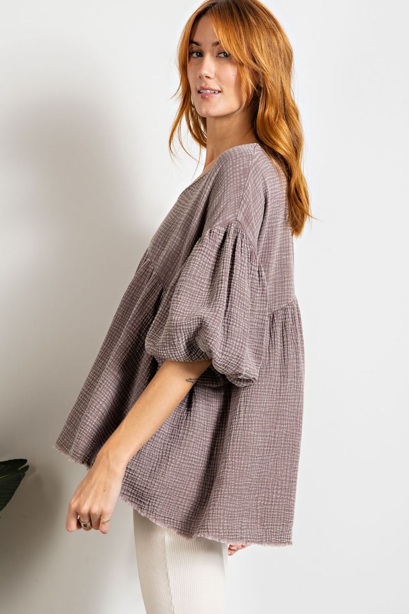 Loose fit babydoll ruffled top Ivy and Pearl Boutique