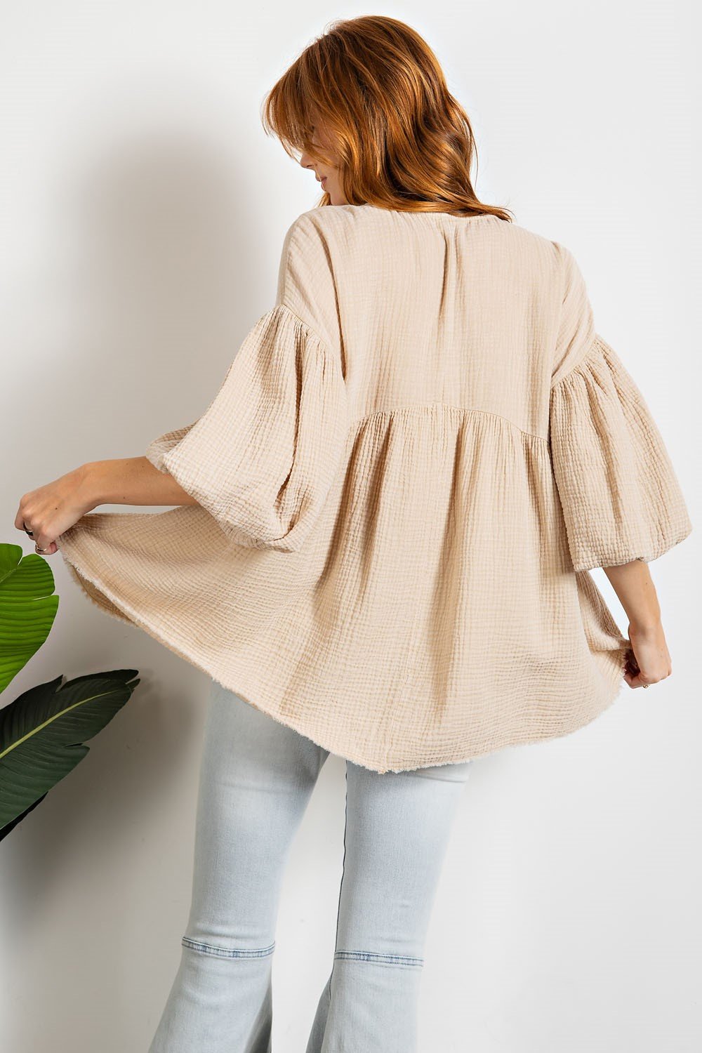 Loose fit babydoll ruffled top Ivy and Pearl Boutique