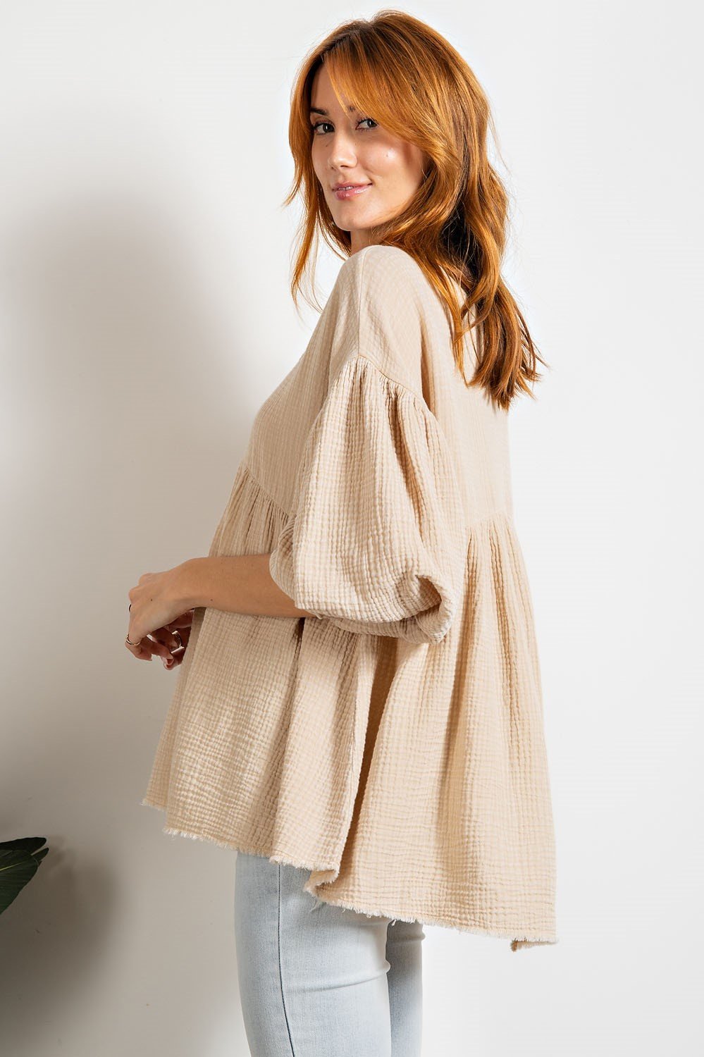 Loose fit babydoll ruffled top Ivy and Pearl Boutique