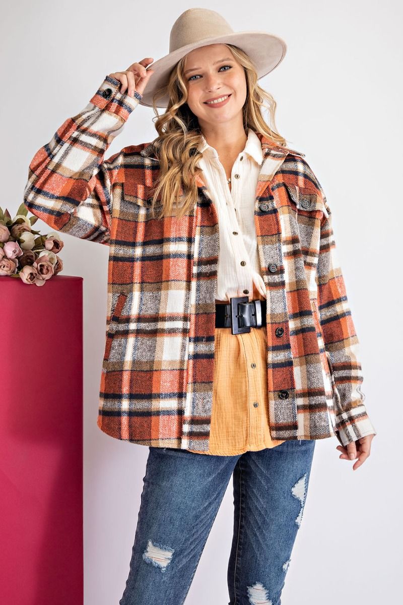 Loose fit plaid print shirt jacket (shacket) Ivy and Pearl Boutique