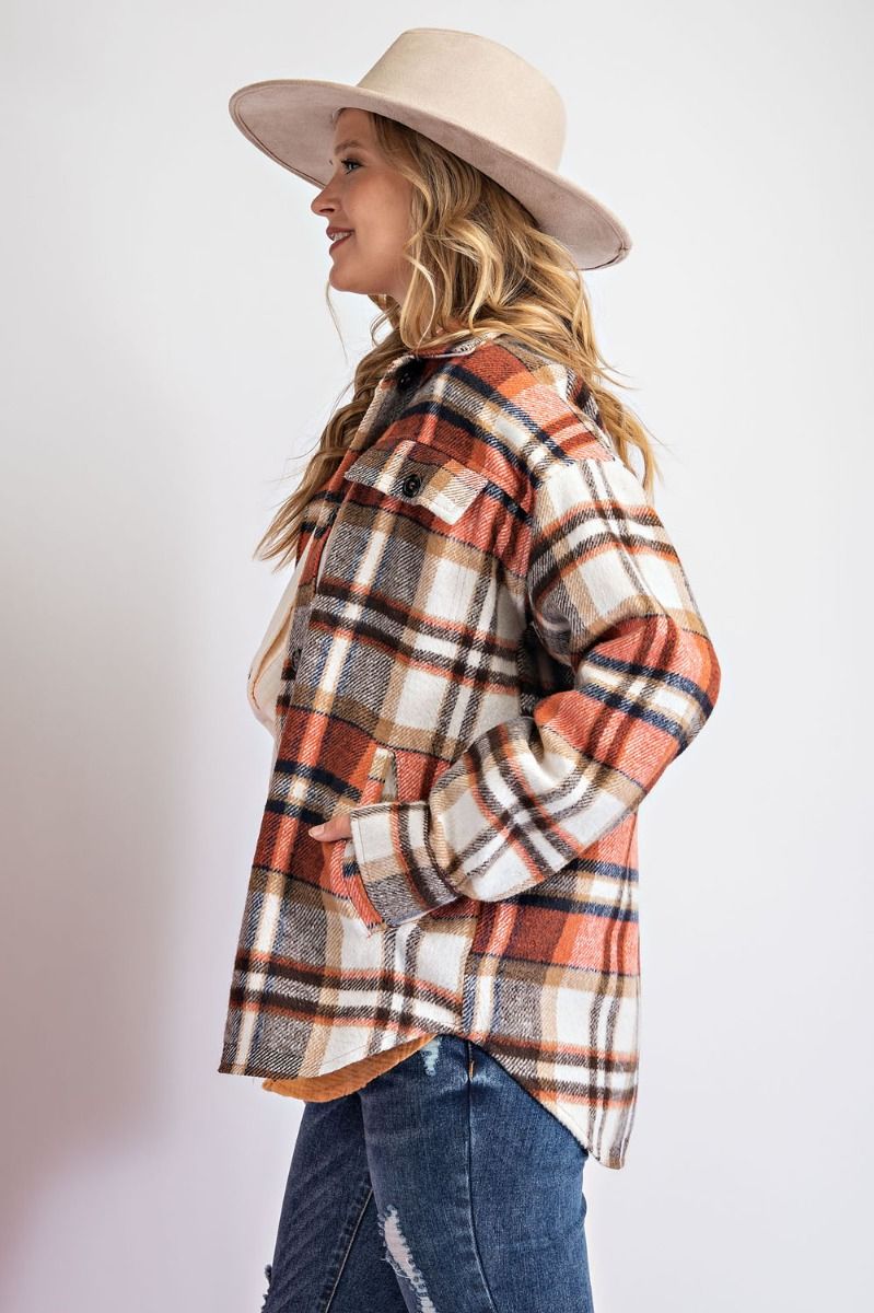 Loose fit plaid print shirt jacket (shacket) Ivy and Pearl Boutique