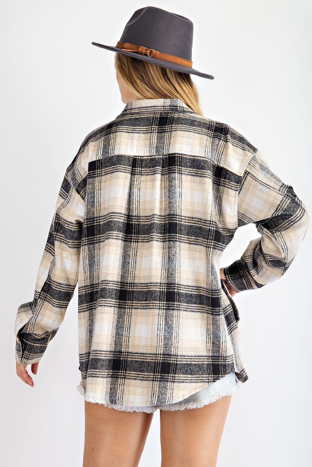 Loose fit plaid print shirt jacket (shacket) Ivy and Pearl Boutique