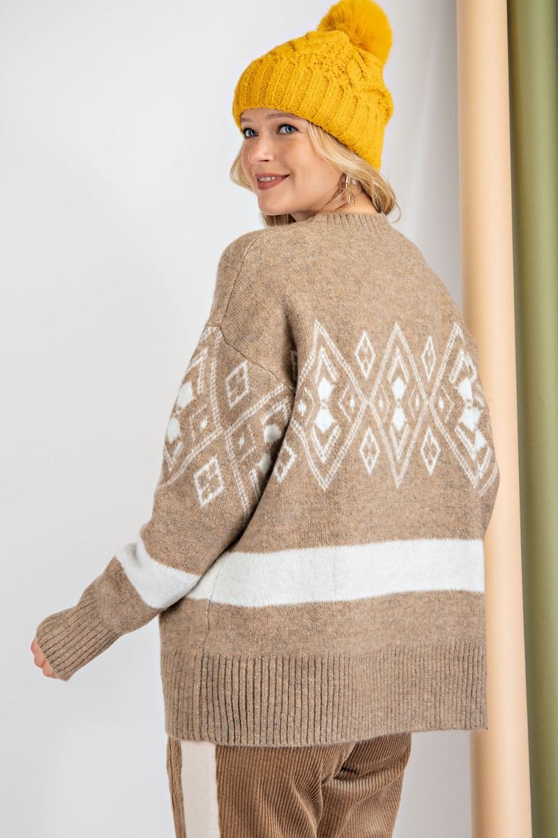 Loose fit tribal pattern sweater Ivy and Pearl Boutique