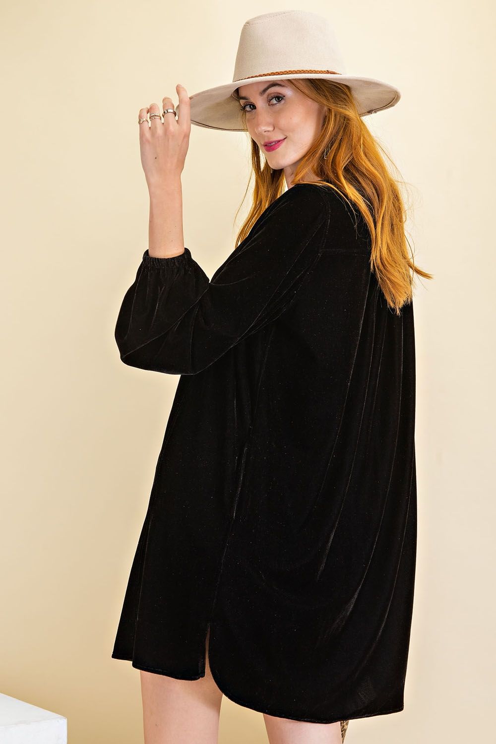 Loose fit soft velvet tunic dress with pockets  Ivy and Pearl Boutique   