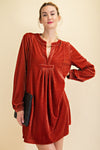 Loose fit soft velvet tunic dress with pockets  Ivy and Pearl Boutique Bronze S