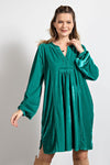 Loose fit soft velvet tunic dress with pockets  Ivy and Pearl Boutique Emerald Green S