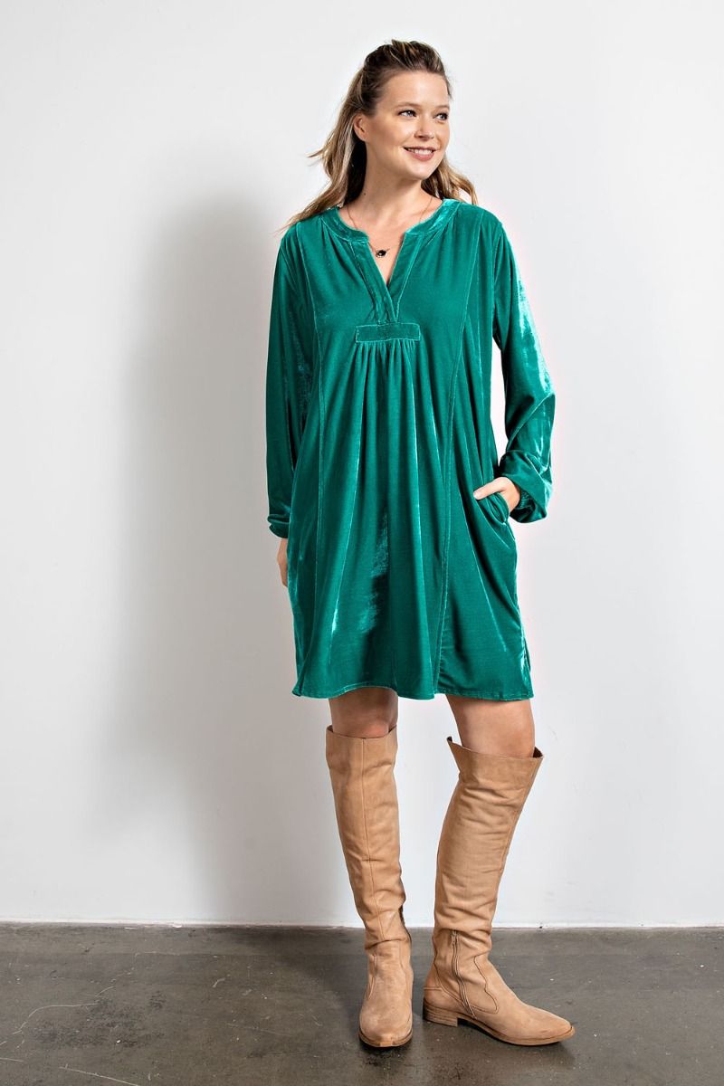 Loose fit soft velvet tunic dress with pockets  Ivy and Pearl Boutique   