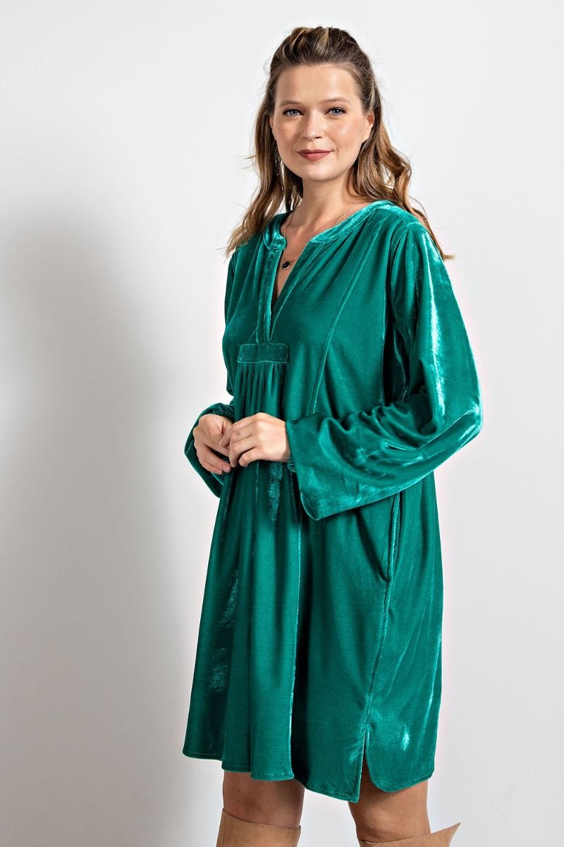 Loose fit soft velvet tunic dress with pockets  Ivy and Pearl Boutique