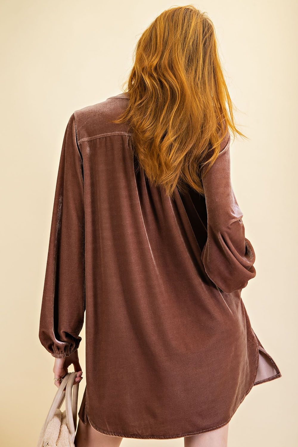 Loose fit soft velvet tunic dress with pockets  Ivy and Pearl Boutique