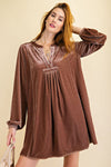 Loose fit soft velvet tunic dress with pockets  Ivy and Pearl Boutique