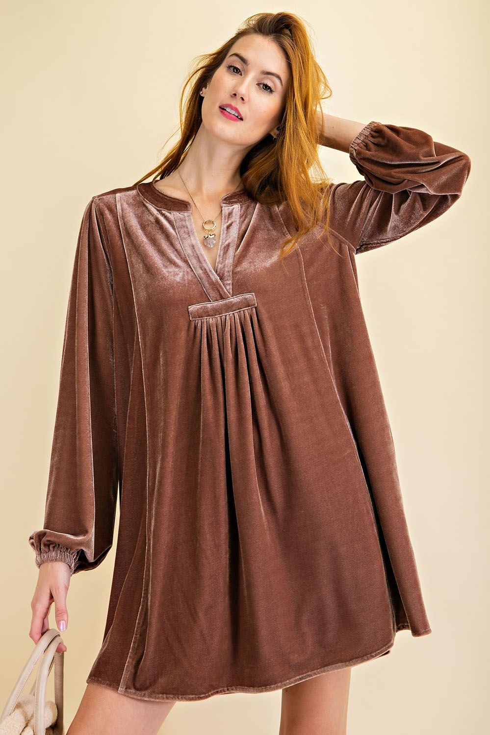 Loose fit soft velvet tunic dress with pockets  Ivy and Pearl Boutique
