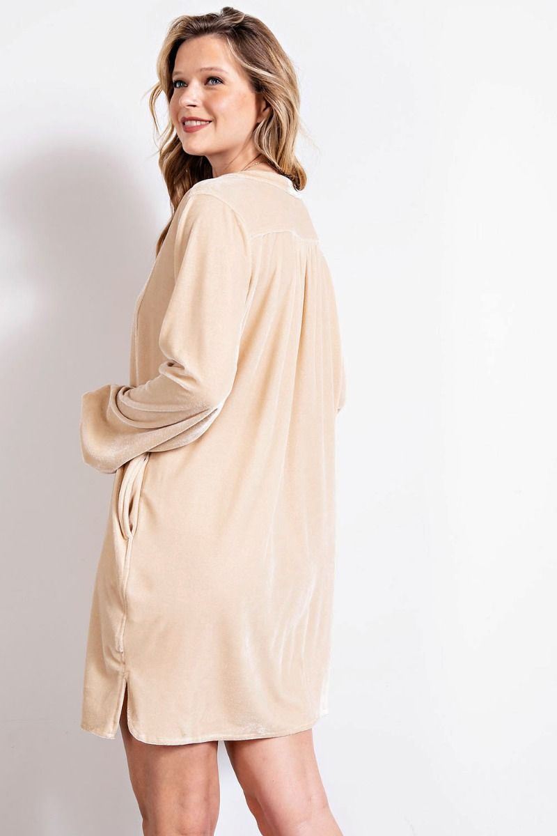 Loose fit soft velvet tunic dress with pockets  Ivy and Pearl Boutique
