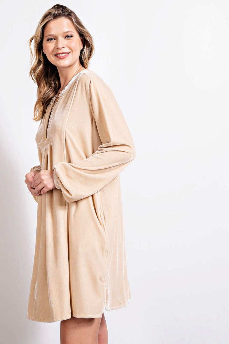 Loose fit soft velvet tunic dress with pockets  Ivy and Pearl Boutique