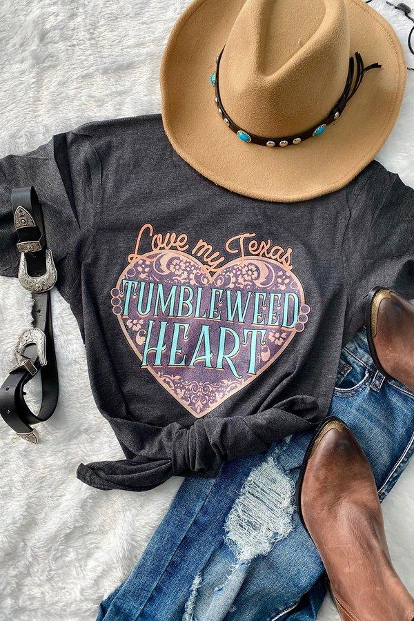 Love my Texas Tumbleweed Heart T-Shirt  Ivy and Pearl Boutique S Charcoal
