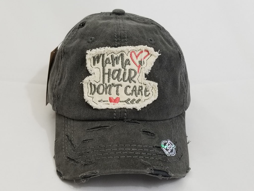 "Mama hair don't care" washed baseball cap Ivy and Pearl Boutique