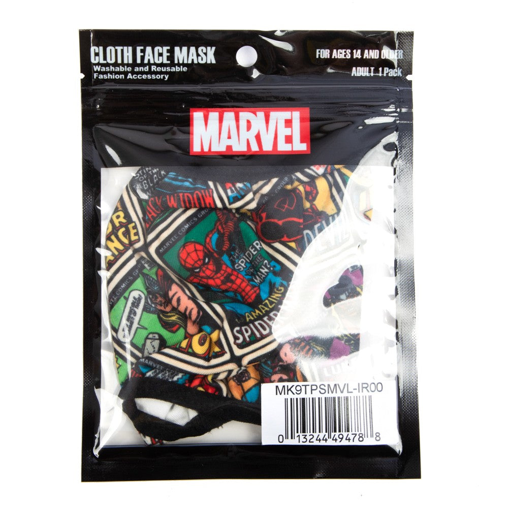 Marvel Face Mask - Adult Marvel Comic Book Covers Adjustable Face Mask Ivy and Pearl Boutique