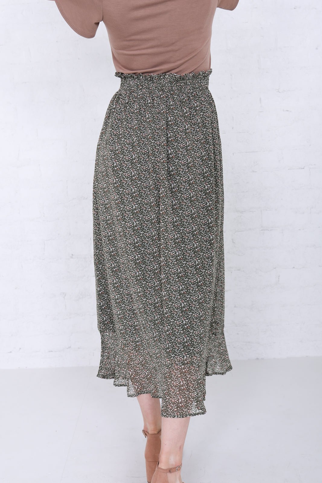 Maxi Button Front Skirt in Four Leaf Clover Ivy and Pearl Boutique