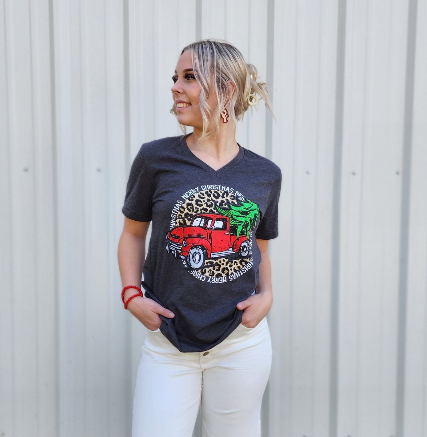 Merry Christmas Old Truck T-Shirt  Ivy and Pearl Boutique XL