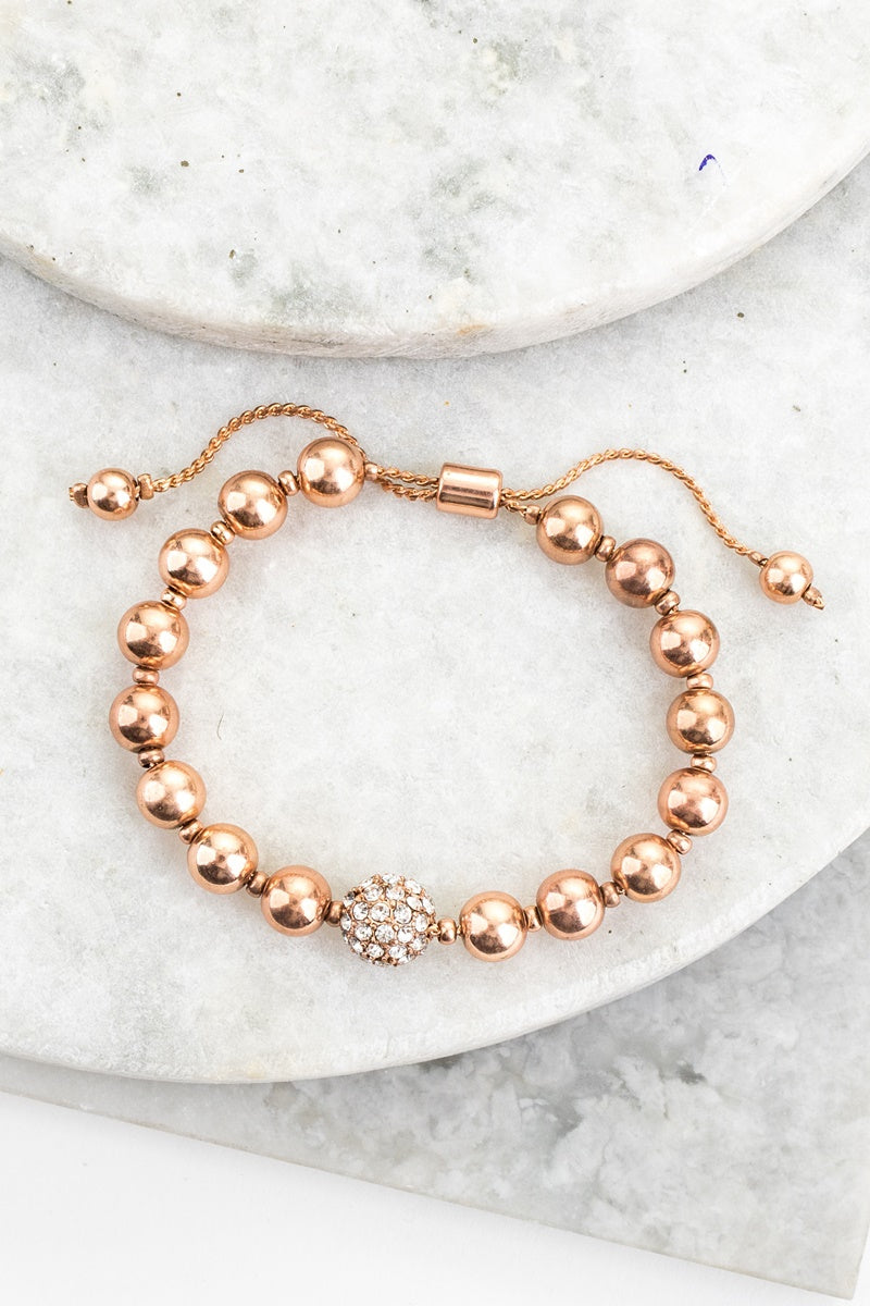 Metal bead and rhinestone accented charm bracelet Ivy and Pearl Boutique