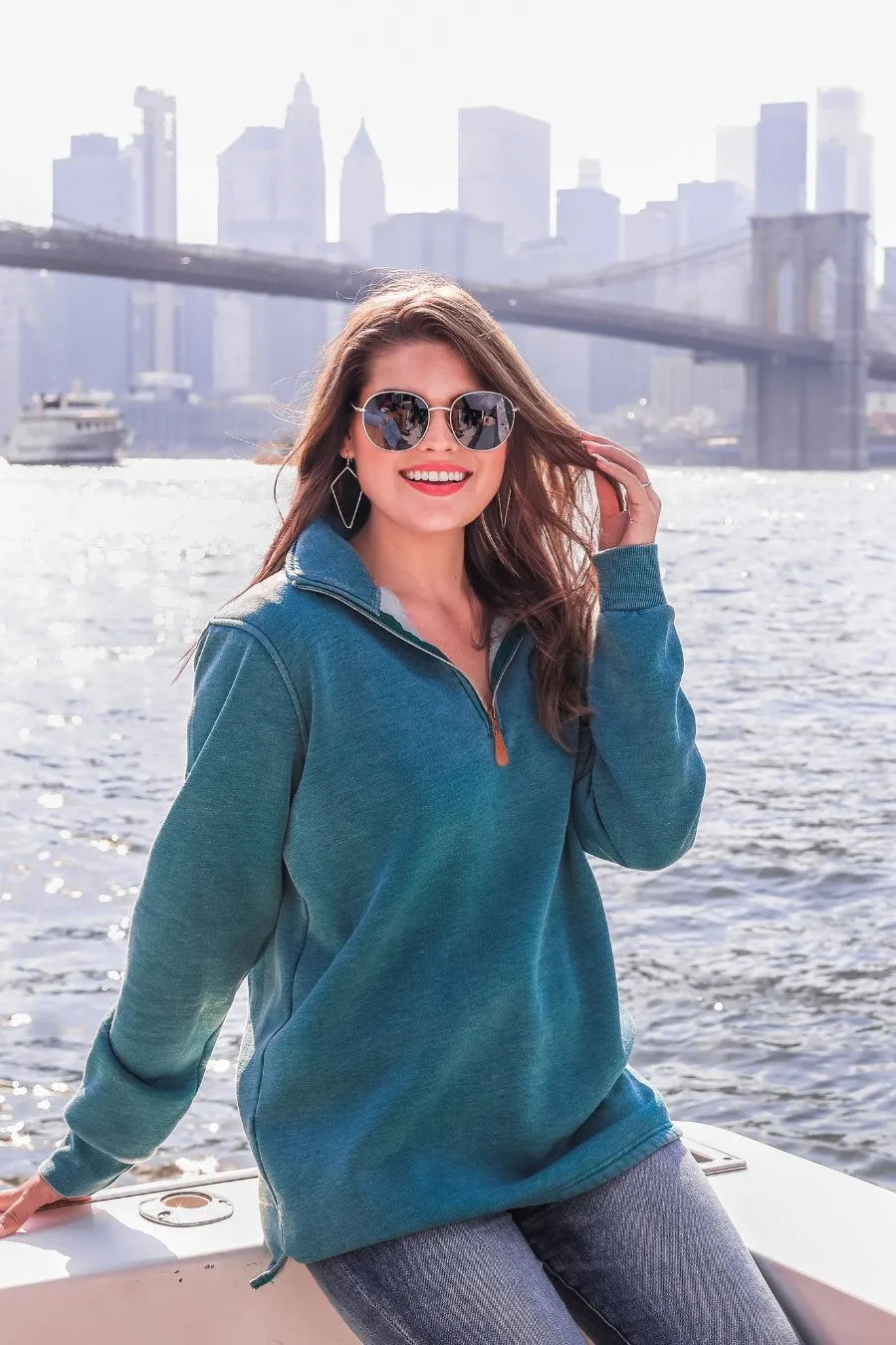 Miley vintage pullover Ivy and Pearl Boutique Teal XL