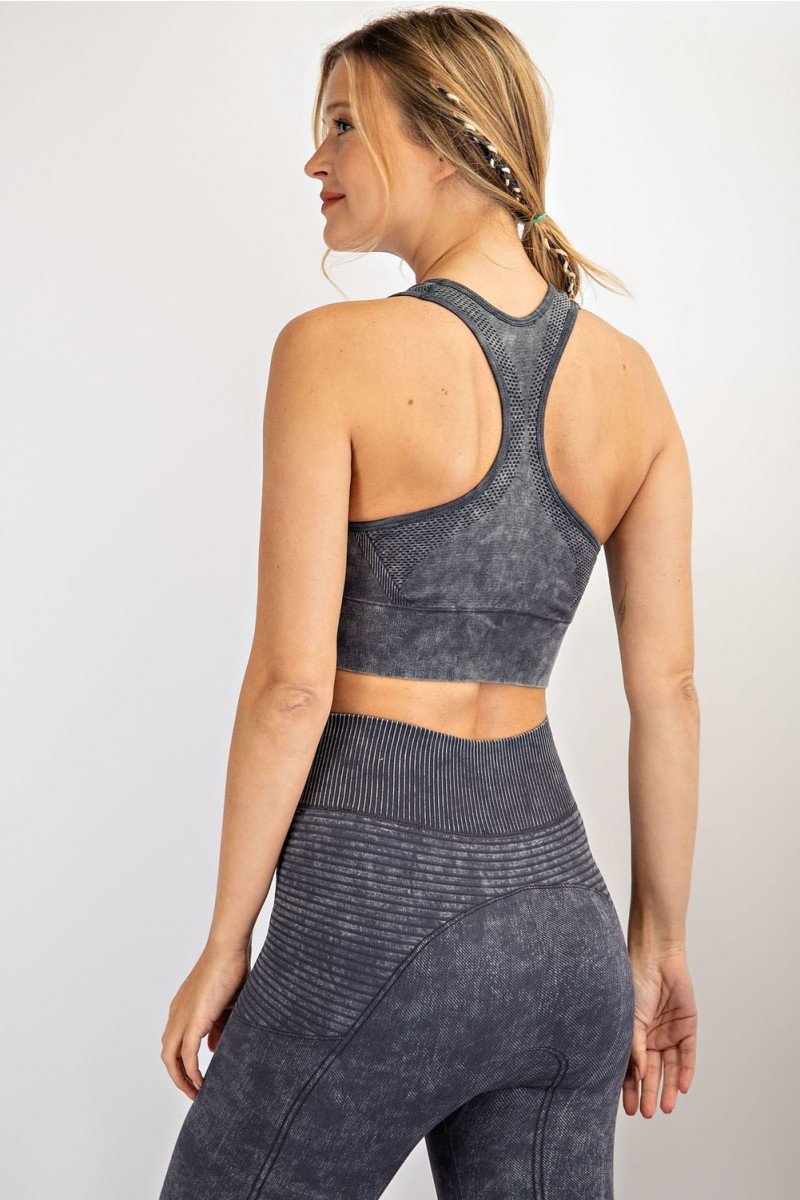 Mineral washed bra cup seamless top - Make a Move Sports Bra Ivy and Pearl Boutique