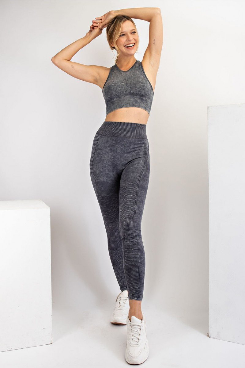 Mineral washed bra cup seamless top - Make a Move Sports Bra Ivy and Pearl Boutique