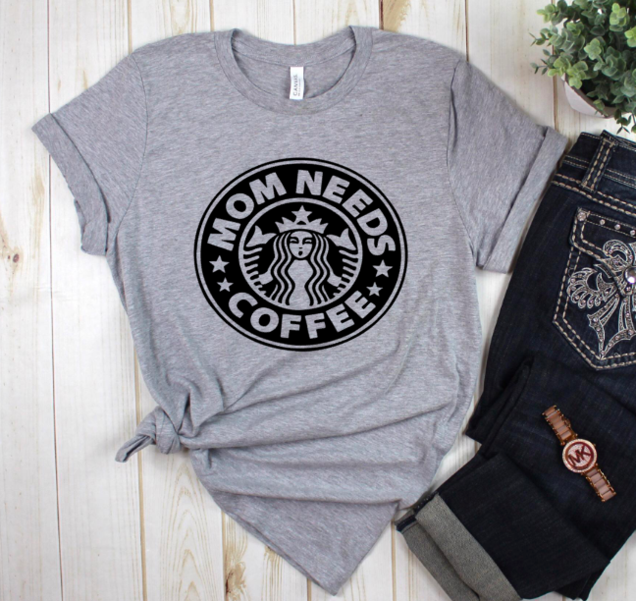 Mom Needs Coffee T-shirt on Soft, Hi-Quality Bella Canvas Tee - Gray Ivy and Pearl Boutique S