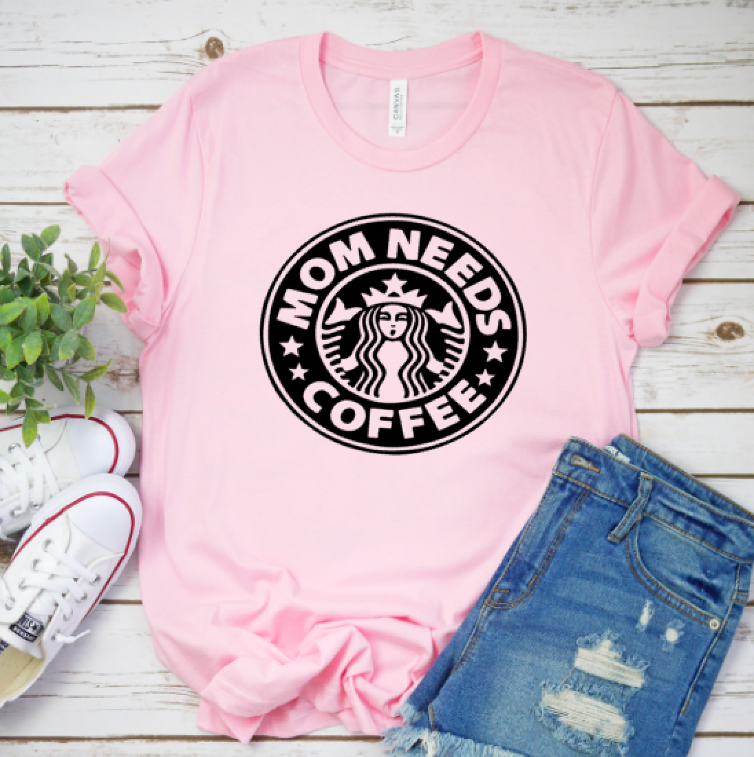 Mom Needs Coffee T-shirt on Soft, Hi-Quality Bella Canvas Tee - Pink Ivy and Pearl Boutique S